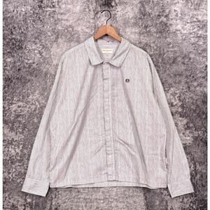 Museum of Peace And Quiet Shirt Large Mens Cotton Striped Long Sleeve Button